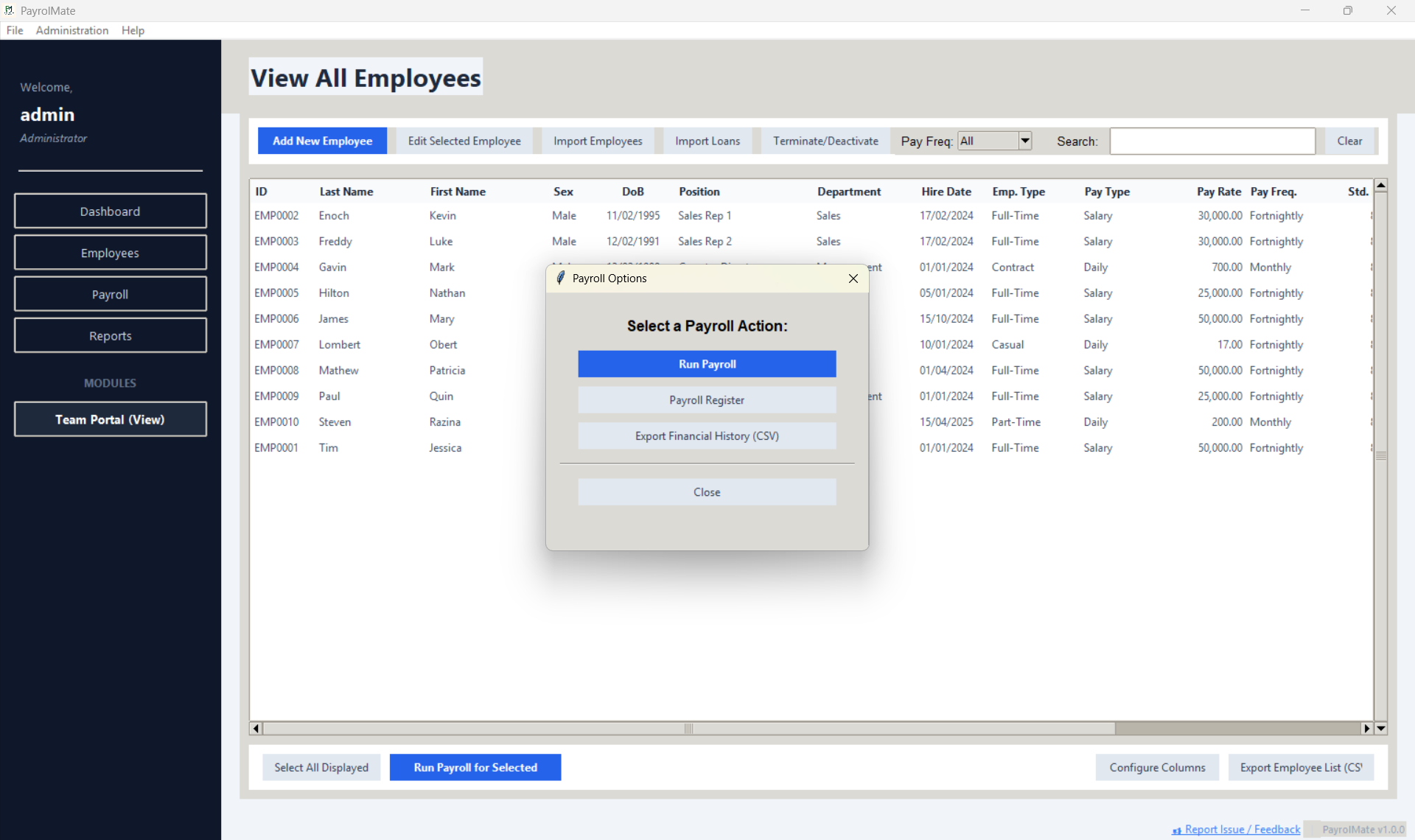 PayrolMate Dashboard